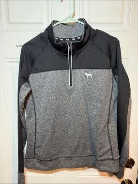PINK Victoria's Secret Black & Gray Half-Zip Sweater